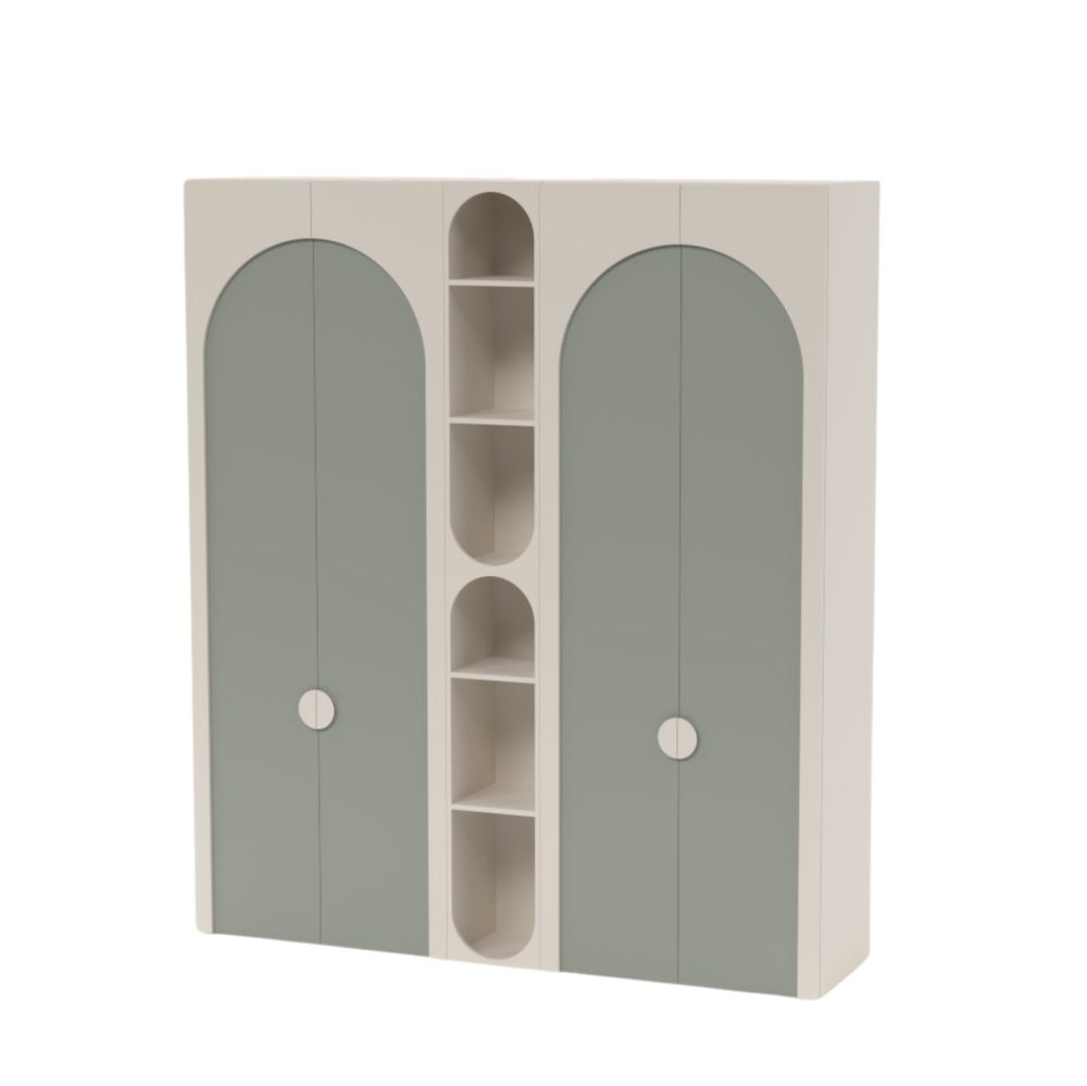 Sirius Dört Kapaklı Gardırop / Zeytin Yeşili – Kum Beji