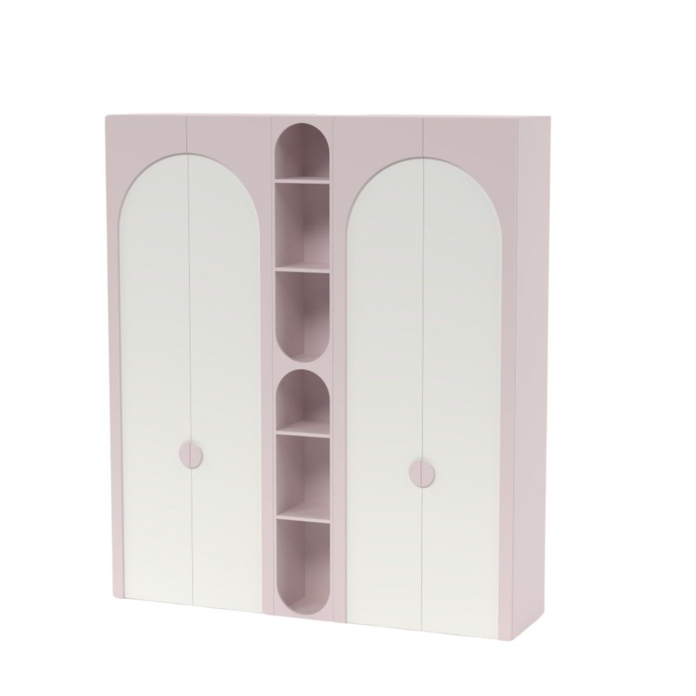 Sirius Dört Kapaklı Gardırop / Toz Pembe – Fildişi Beyazı